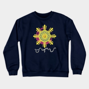 Philippine Sun with Ling-ling-O Amulet / Baybayin word Malaya (Freely) Crewneck Sweatshirt